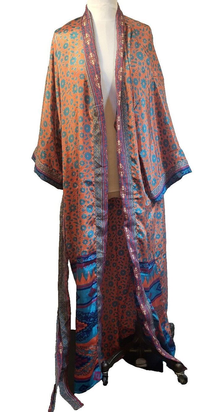 Gorgeous Silk Robe Made From Recycled Saris Kimono Style One Size